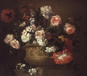 Stillleben mit Blumen in einer Urne von Pieter Casteels