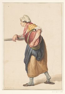 Stehende Frau mit einem Eimer unter dem Arm von Pieter Christoffel Wonder