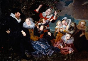 Porträt von Paulus Van Beresteyn (1588-1636) mit seiner Frau und sechs Kindern und zwei Mägden