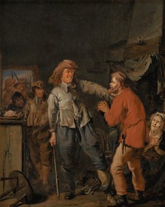 Soldaten brechen in die Hütte eines Bauern ein von Pieter Codde