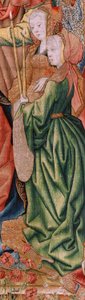 Flämischer Wandteppich. Serie Episoden aus dem Leben der Jungfrau Maria; Darstellung im Tempel. Zweiter Wandteppich der Serie. Modelle zugeschrieben Jan van Roome (oder van Brussel). Herstellung Pieter van Aelst, Brüssel. Ca. 1502-1504.