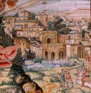 Serie Die Passion Christi. Die Kreuzabnahme (Descendimiento). Die zweite Tapisserie-Serie der Passion Christi des Patrimonio Nacional. Modell Zeichner aus dem Kreis von Jan van Roome.