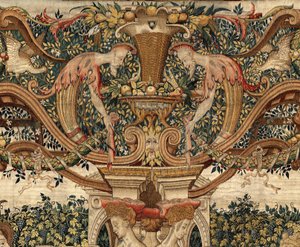 Vertumnus und Pomona: Vertumnus verwandelt sich in einen Baumschneider, um 1550 von Pieter Coecke van Aelst