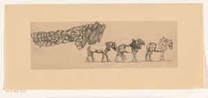 Drei Zugpferde und die Ladung eines Heuwagens von Pieter Dupont