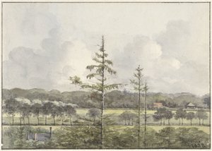 Blick auf Wiesen mit Bauernhöfen