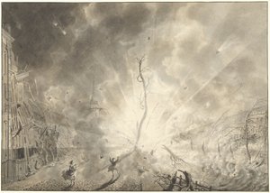 Die Pulverexplosion in Leiden, 12. Januar 1807 von Pieter Gerardus van Os (signed by artist)