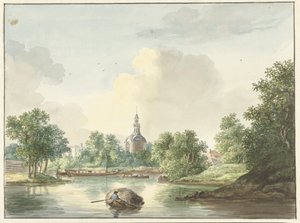 Das Hogerwoerdse Tor in Leiden vom Singel aus gesehen von Pieter Gerardus van Os