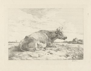 Liegende Kuh mit Distel von Pieter Gerardus van Os