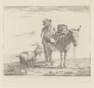 Mann mit einem Packesel und einer Ziege von Pieter Gerardus van Os