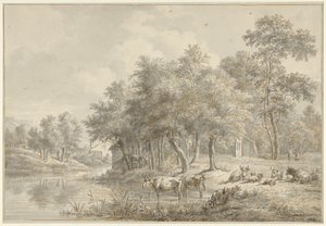 Flusslandschaft mit Vieh von Pieter Gerardus van Os