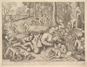 Der Kaufmann, der von Affen beraubt wird, 1562 von Pieter Heyden van der