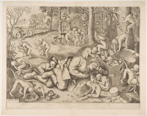 Der Kaufmann, der von Affen ausgeraubt wird, 1562 von Pieter Heyden van der