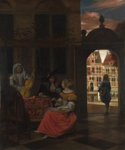 Musikalische Gesellschaft in einem Hof, 1677 von Pieter Hooch de
