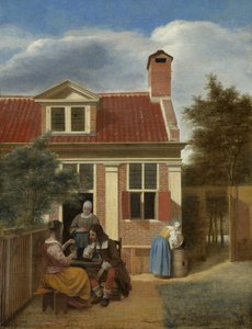 Eine Gesellschaft im Hof hinter einem Haus, 1663-1665 von Pieter Hooch de