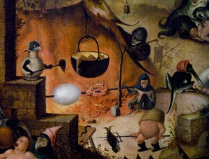 Hölle, Detail des Jüngsten Gerichts, ca. 1554, Gemälde von Pieter Huys von Pieter Huys