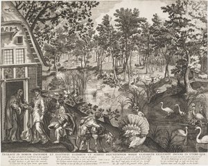 Die Heimsuchung in einer bewaldeten Landschaft von Pieter II de Jode