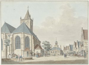 Der Markt in Vlaardingen mit der Kirche und dem Rathaus