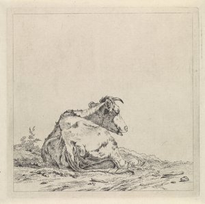 Landschaft mit liegender Kuh