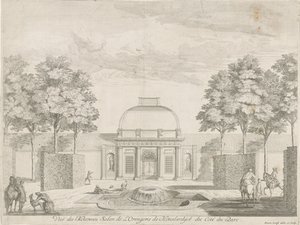 Orangerie von Honselersdijk, vom Park aus gesehen von Pieter Loofs