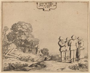 Drei Bauern und eine Frau von Pieter Molijn