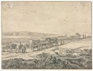 August: Landschaft mit Wagen