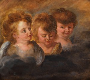 Drei Engelköpfe in den Wolken von Pieter Paul Rubens