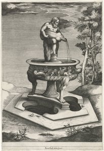 Brunnen mit Silenus in den Gärten des Palazzo Cesi im Vatikan von Pieter Perret