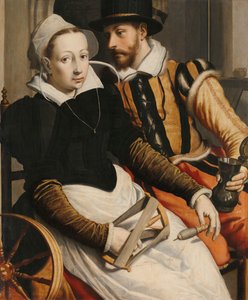 Mann und Frau am Spinnrad