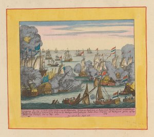 Seeschlacht bei Malaga, 1704 von Pieter Schenk (I)