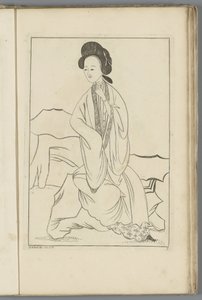 Chinesische Frau mit ihrer rechten Hand im Ärmel ihres Kimonos von Pieter Schenk (II) (possibly)
