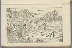 Chinesischer Trommler auf Plateau in Landschaft
