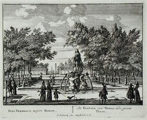 Der Venusbrunnen in einem großen Garten, aus 