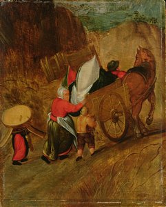 Landschaft, Bauern, Pferd und Wagen, frühes 17. Jahrhundert von Pieter Stevens