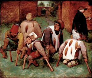 Die Krüppelgruppe von behinderten Charakteren, Kriegsversehrte. Gemälde von Pieter Bruegel dem Älteren (1525-1569) 1568. Paris, Louvre von Pieter Bruegel the Elder