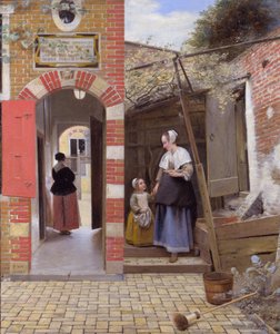 Der Hof eines Hauses in Delft von Pieter de Hooch