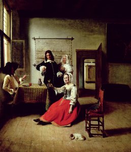 Frau trinkt mit Soldaten, 1658 von Pieter de Hooch