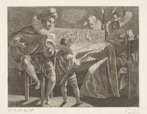 Musizierende Gesellschaft bei Fackellicht, ca. 1600 von Pieter de Jode (I)