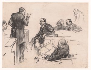 Parlamentsmitglieder Mr. H.C. Verniers van der Loeff, Mr. A.J.W. Farncombe Sanders, Mr. G.M. van der Linden, J. Willink und Jhr. Mr. Ruys van Beerenbroek von Pieter de Josselin