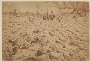 Ein Sturm auf der Schelde mit Blick auf Antwerpen, 1562 - 1563 von Pieter Bruegel the Elder