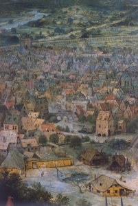 Stadt (Detail aus dem Turmbau zu Babel) von Pieter Bruegel the Elder
