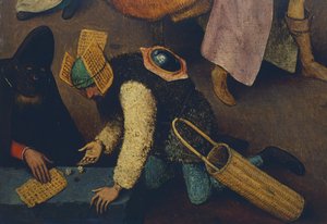 Würfelspieler, Detail aus Kampf zwischen Karneval und Fasten von Pieter Bruegel the Elder