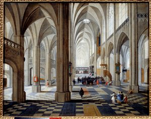 Innenraum der Kathedrale von Antwerpen. Gemälde von Peeter Neefs der Ältere (1578-1660) von Pieter the Elder Neefs