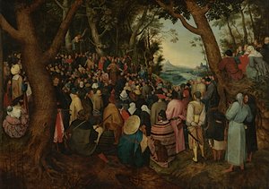Johannes predigt der Menge von Pieter the Younger (after) Brueghel