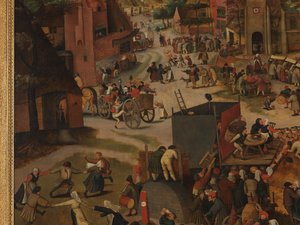 Dorffest mit einer Theateraufführung und einer Prozession zu Ehren von St. Hubert und St. Antonius von Pieter Brueghel the Younger