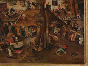 Dorffest mit einer Theateraufführung und einer Prozession zu Ehren von St. Hubert und St. Antonius von Pieter Brueghel the Younger