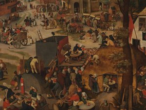 Dorffest mit Theatervorstellung und Prozession zu Ehren von St. Hubert und St. Antonius von Pieter Brueghel the Younger