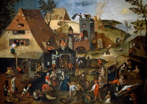 Niederländische Sprichwörter, ca. 1559 von Pieter the Younger Brueghel