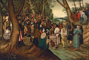 Der heilige Johannes der Täufer predigt der Menge von Pieter Brueghel the Younger