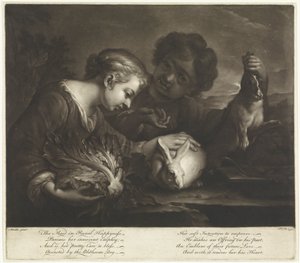 Zwei Kinder mit Kaninchen von Pieter van Bleeck