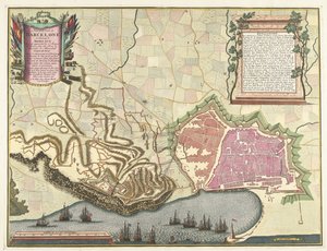 Karte der Belagerung von Barcelona, 1706
